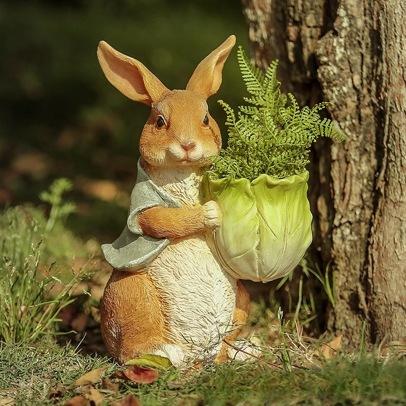 Resin Art Gift - Outdoor Garden Statues Rabbit Family Resin
