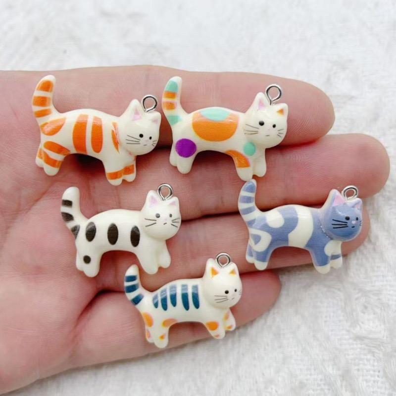 Resin Art Earrings - 10pcs resin cartoon cat animal jewelry