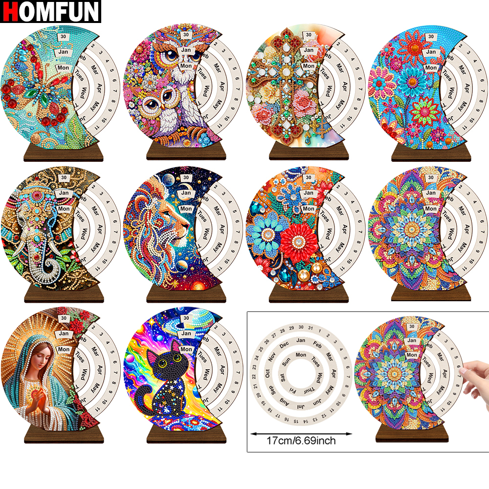Resin Art And Wood - HOMFUN Diamond Painting Perpetual Calendar, Wooden