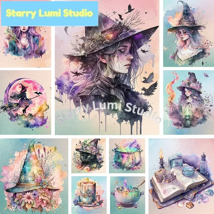Resin Art Gift - Witches and black cats Diamond Painting