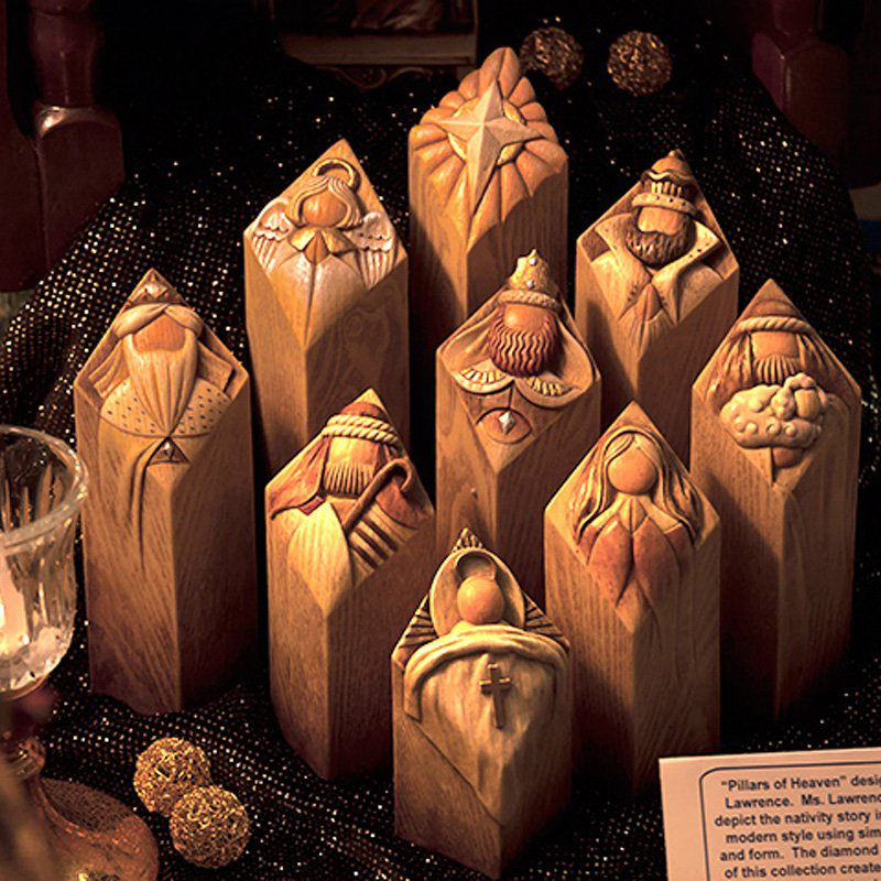 Resin Art And Wood - Heaven Nativity Tree Pillar Statue Resin