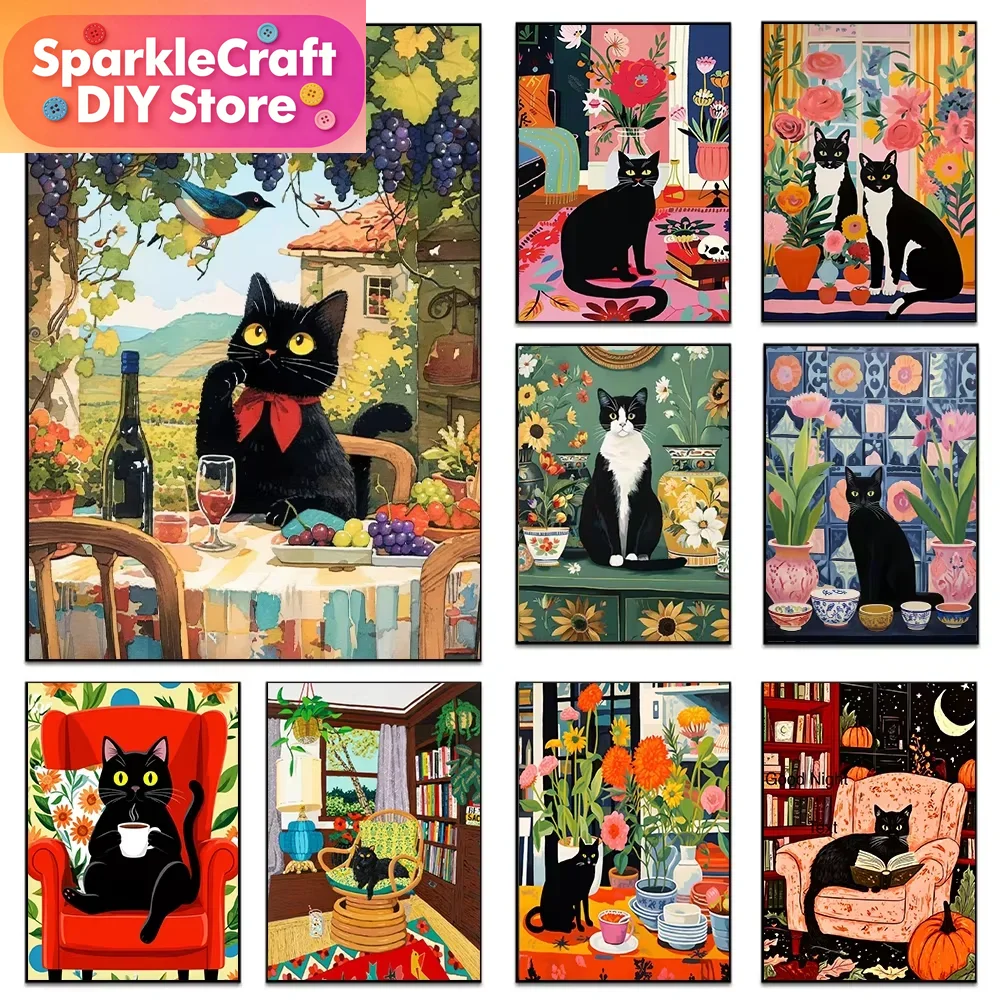 1pc frameless Cartoon Black Ca - Resin Art Gift incelemesi ve fiyatı