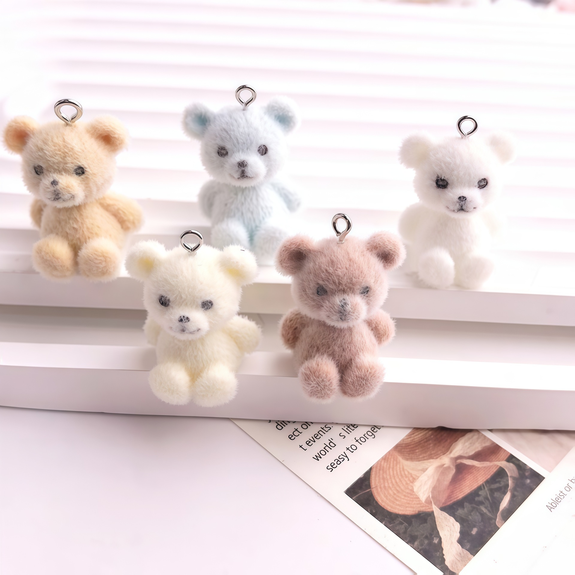 5pcs 3D Flocked Bear Resin Cha - Resin Art Earrings incelemesi ve fiyatı