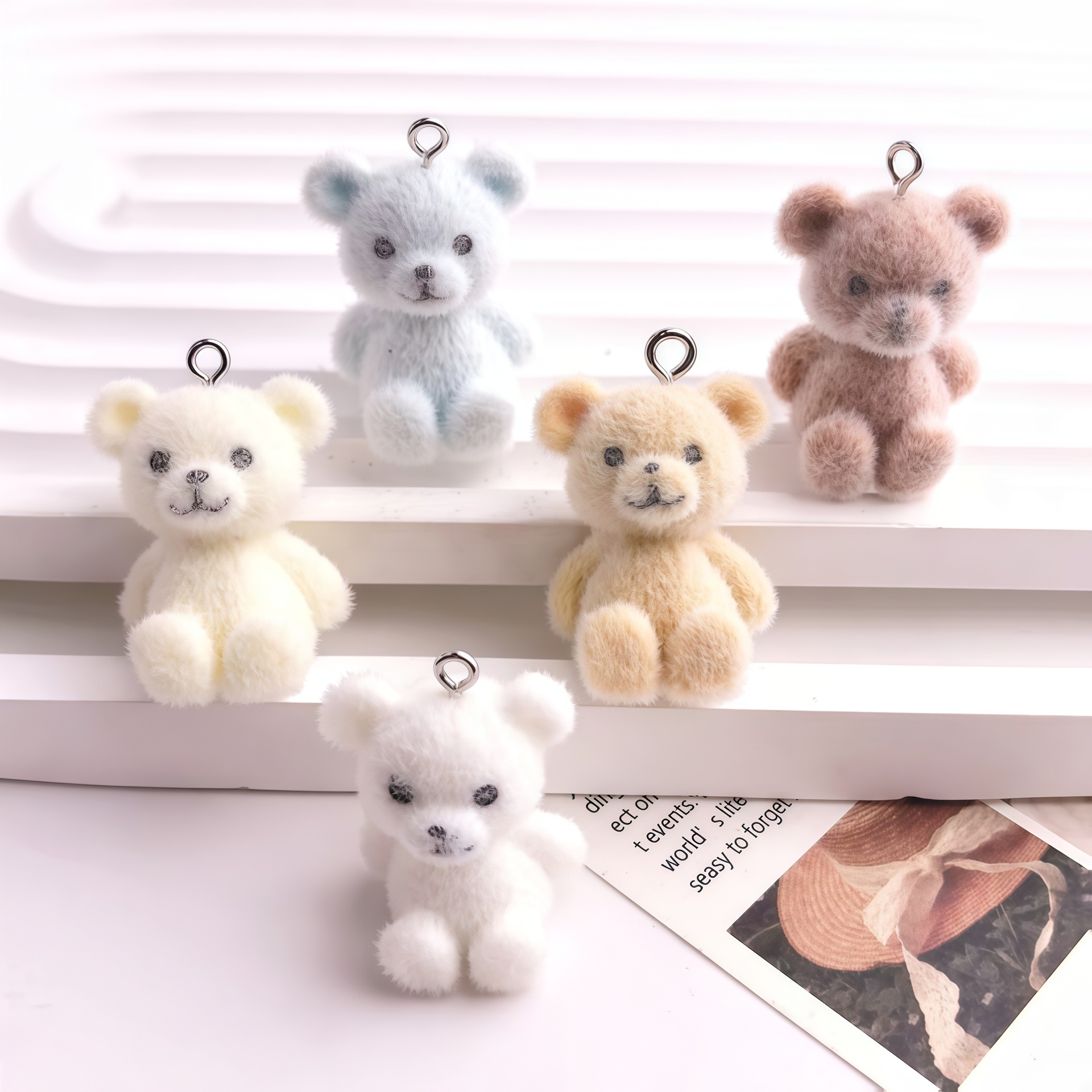 5pcs 3D Flocked Bear Resin Cha - Resin Art Earrings incelemesi ve fiyatı