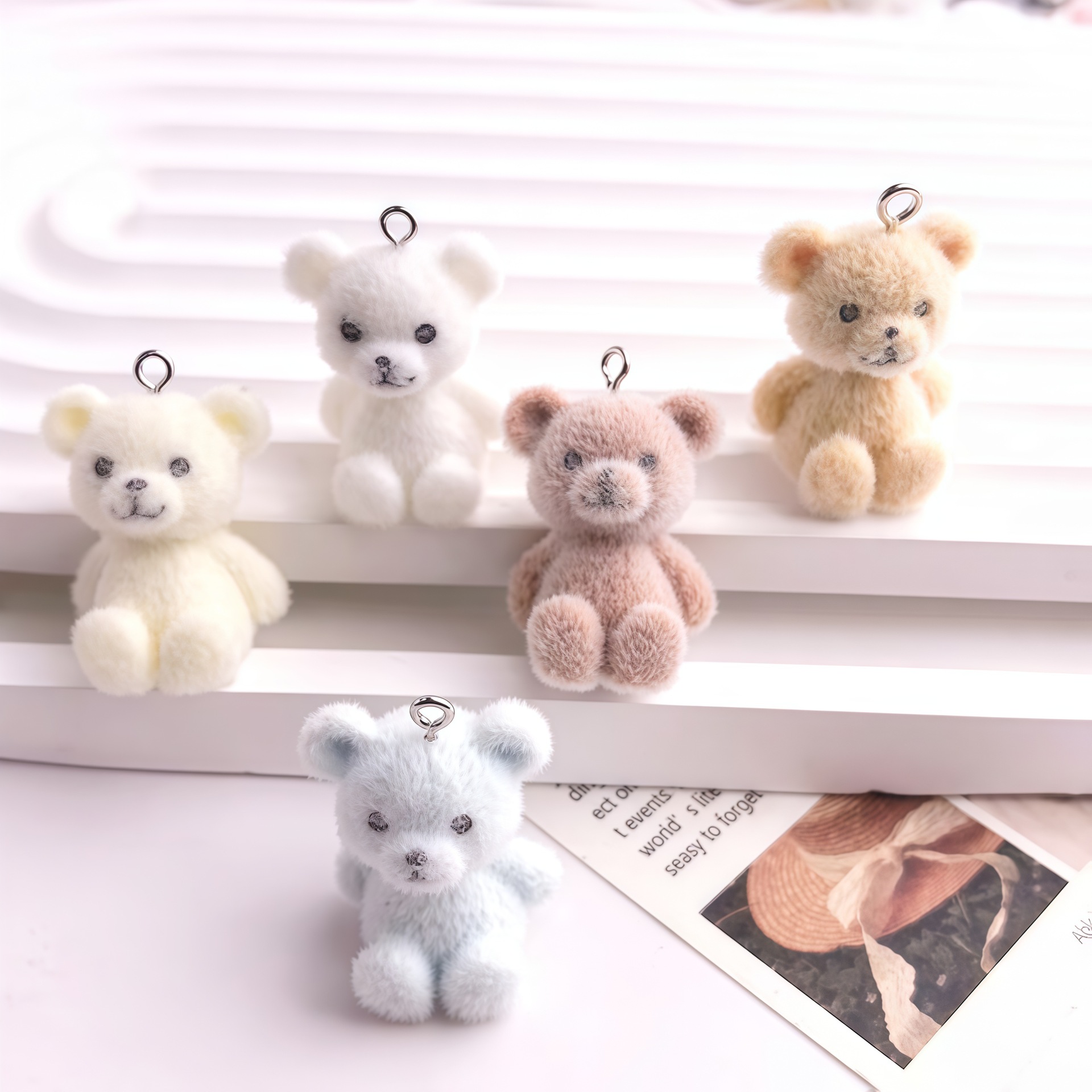 5pcs 3D Flocked Bear Resin Cha - Resin Art Earrings incelemesi ve fiyatı