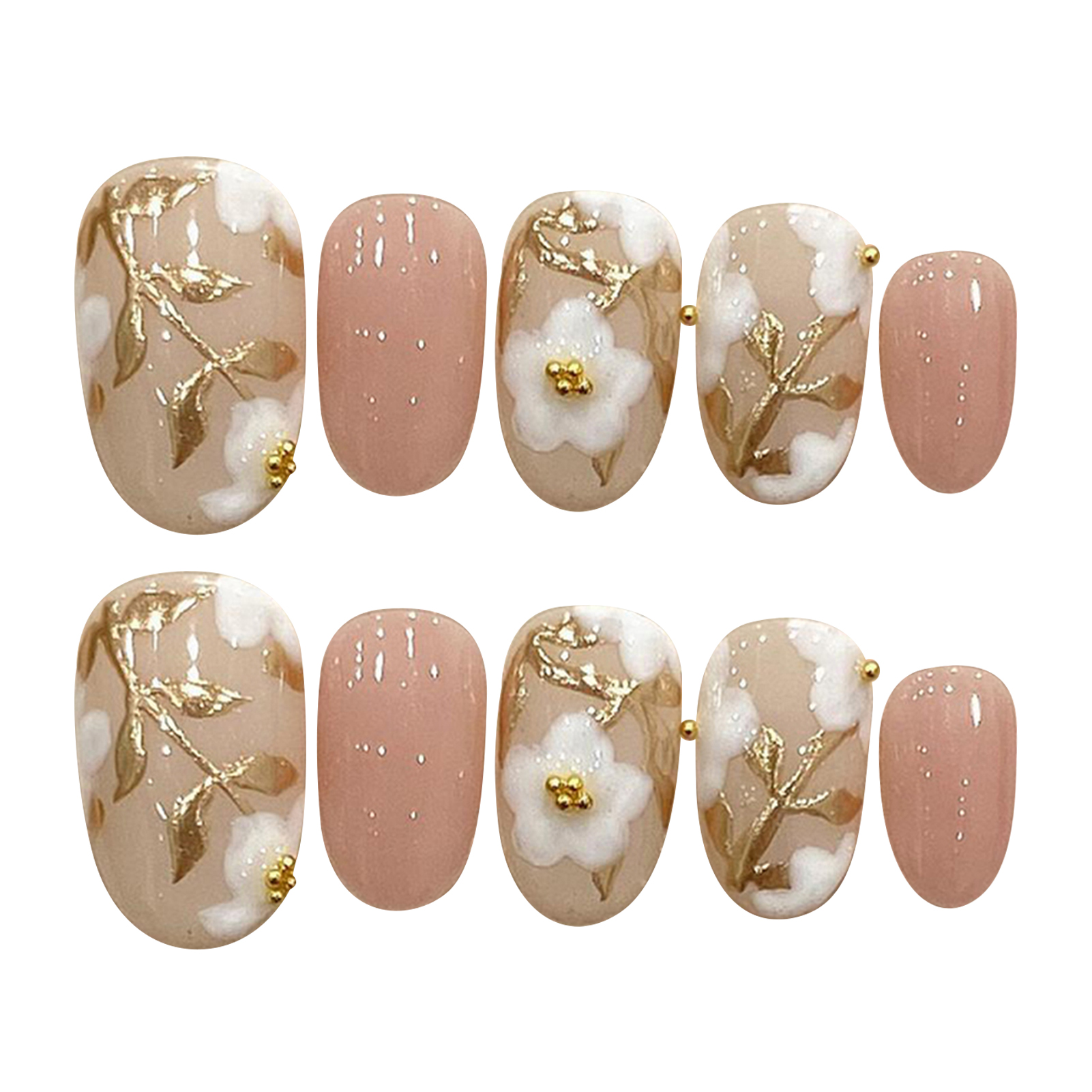Handmade Press on Nails with W - Resin Art Flowers incelemesi ve fiyatı
