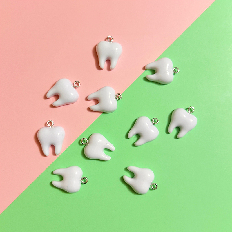 10pcs Cute White Teeth Resin P - Resin Art Earrings incelemesi ve fiyatı