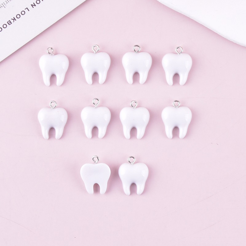 10pcs Cute White Teeth Resin P - Resin Art Earrings incelemesi ve fiyatı