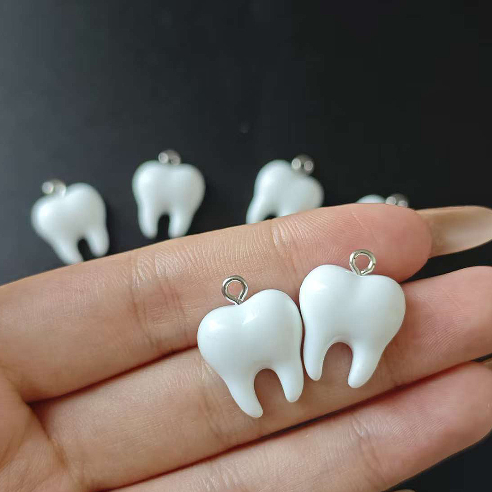 10pcs Cute White Teeth Resin P - Resin Art Earrings incelemesi ve fiyatı