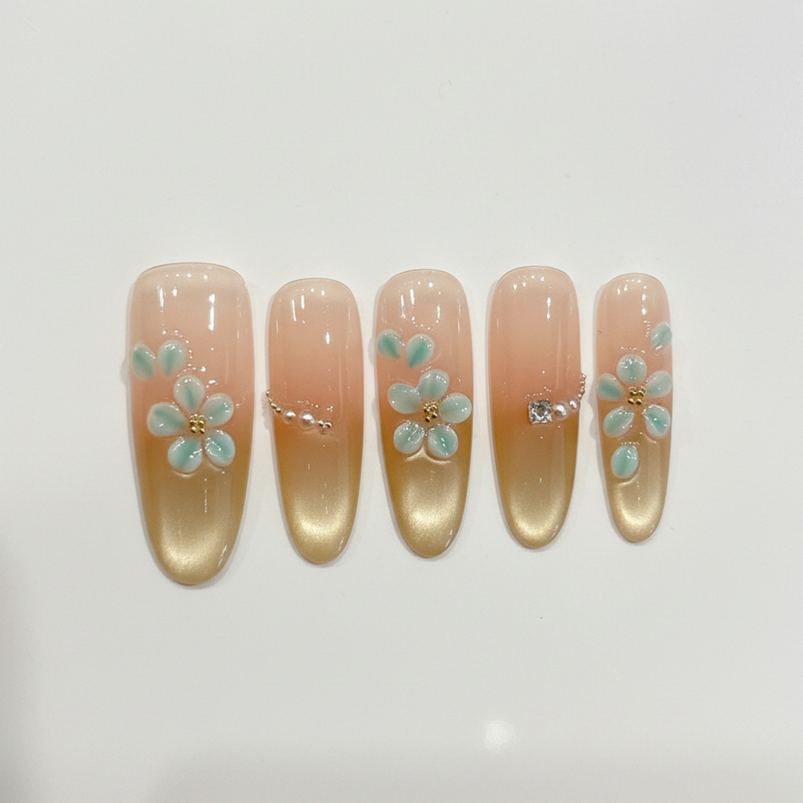 Handmade Fake Nails 10pcs Wear - Resin Art Flowers incelemesi ve fiyatı