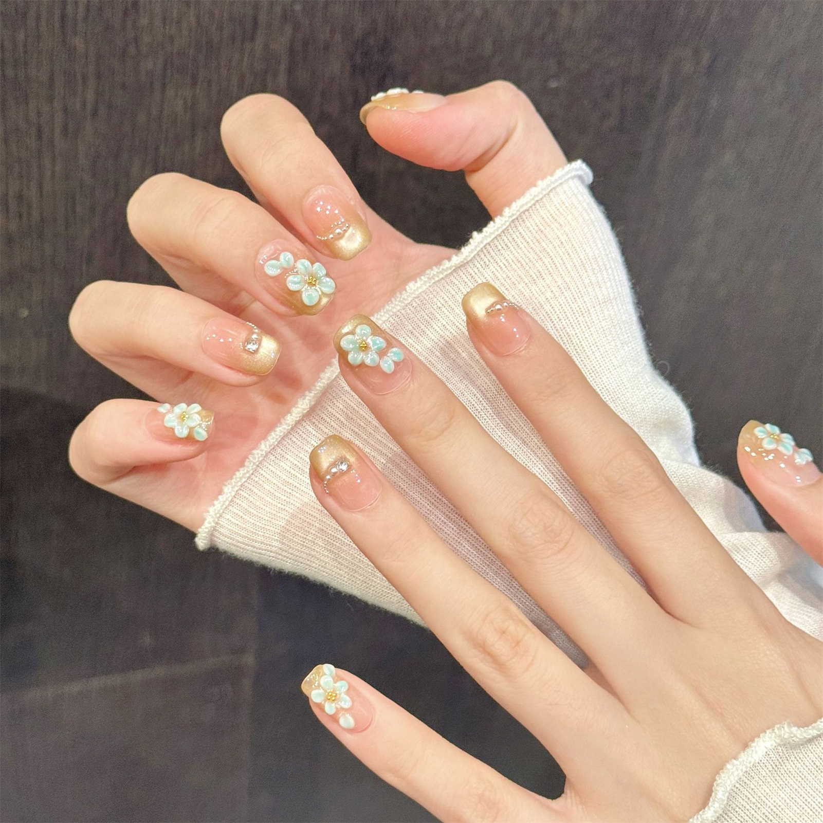 Handmade Fake Nails 10pcs Wear - Resin Art Flowers incelemesi ve fiyatı