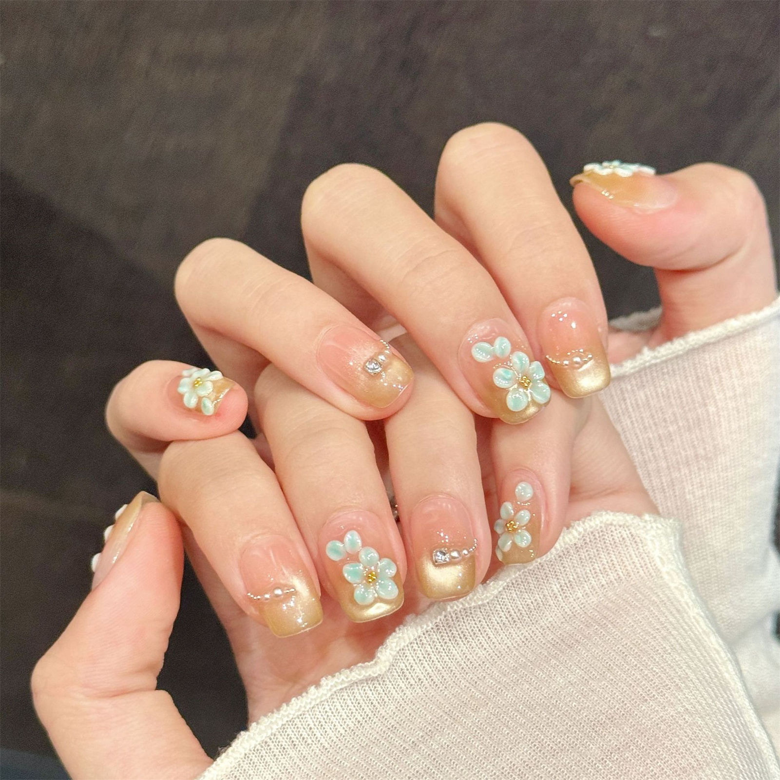 Handmade Fake Nails 10pcs Wear - Resin Art Flowers incelemesi ve fiyatı