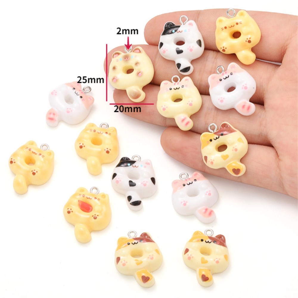 10Pcs Kawaii Cartoon Cat Resin - Resin Art Earrings incelemesi ve fiyatı