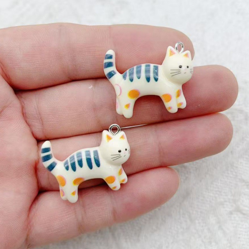 10pcs resin cartoon cat animal - Resin Art Earrings incelemesi ve fiyatı