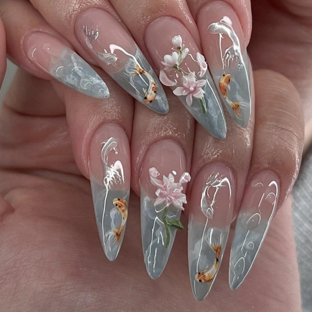 24pcs hot selling koi nail art - Resin Art Flowers incelemesi ve fiyatı