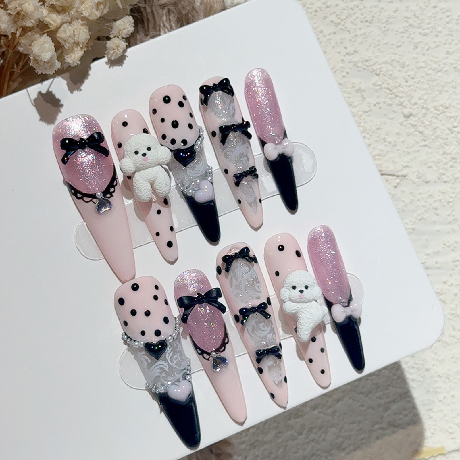 10PCS Black Lace Polka Dot Bal - Resin Art Gift incelemesi ve fiyatı
