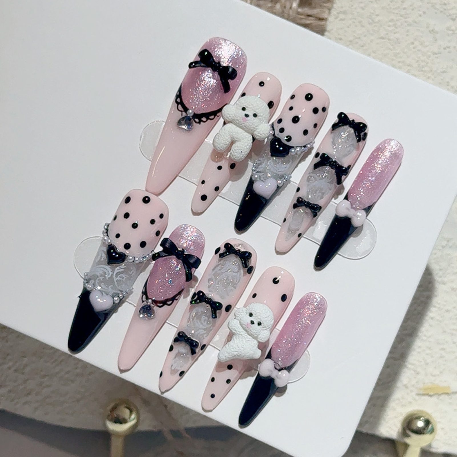 10PCS Black Lace Polka Dot Bal - Resin Art Gift incelemesi ve fiyatı