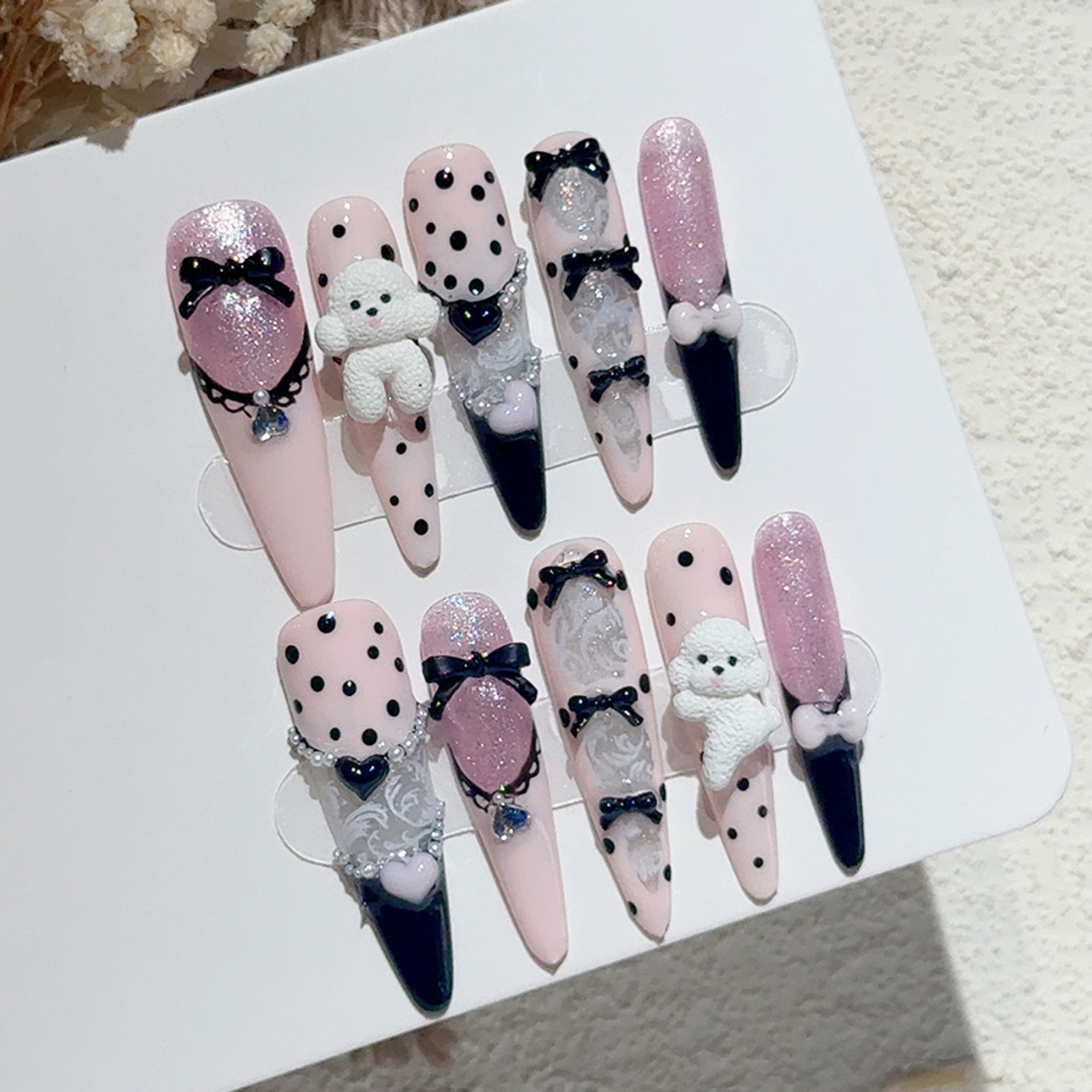 10PCS Black Lace Polka Dot Bal - Resin Art Gift incelemesi ve fiyatı