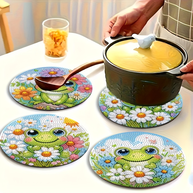 4-piece frog patterned wooden  - Resin Art And Wood incelemesi ve fiyatı