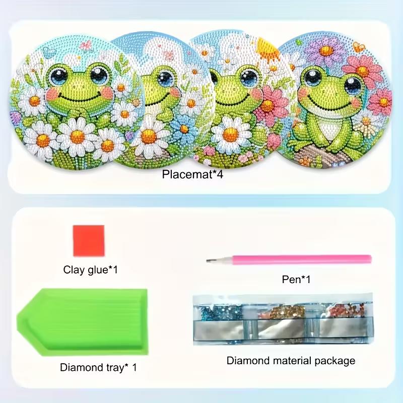 4-piece frog patterned wooden  - Resin Art And Wood incelemesi ve fiyatı