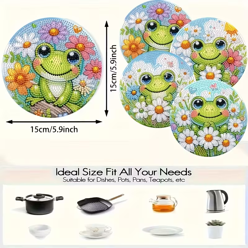 4-piece frog patterned wooden  - Resin Art And Wood incelemesi ve fiyatı