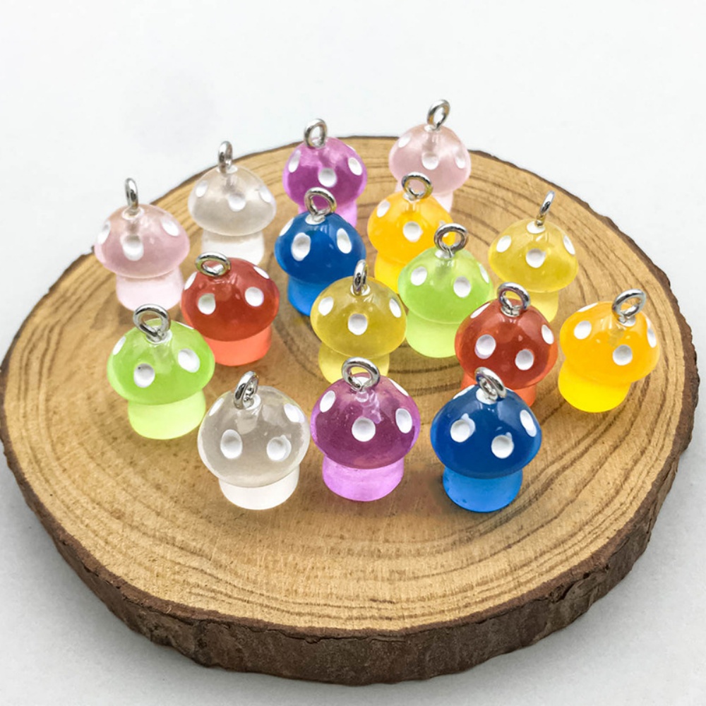 16pcs Luminous Mushroom Charms - Resin Art Earrings incelemesi ve fiyatı