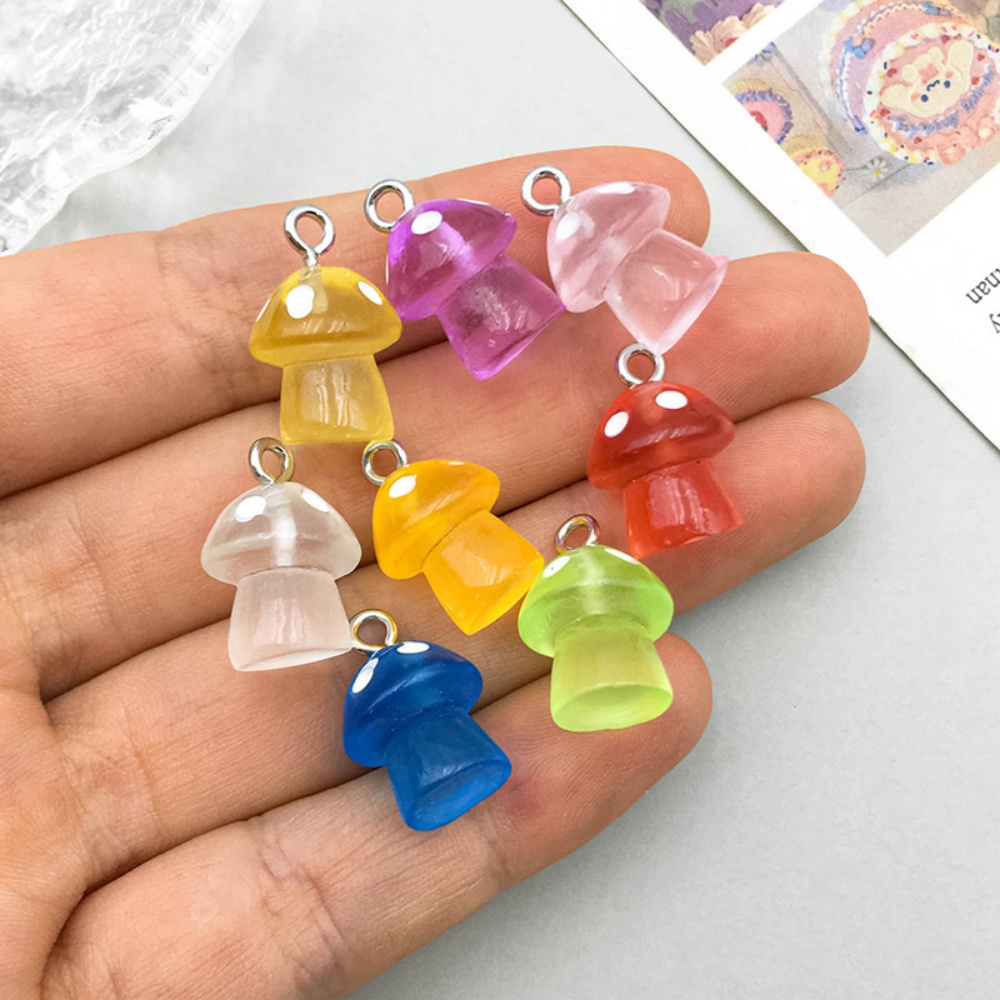 16pcs Luminous Mushroom Charms - Resin Art Earrings incelemesi ve fiyatı