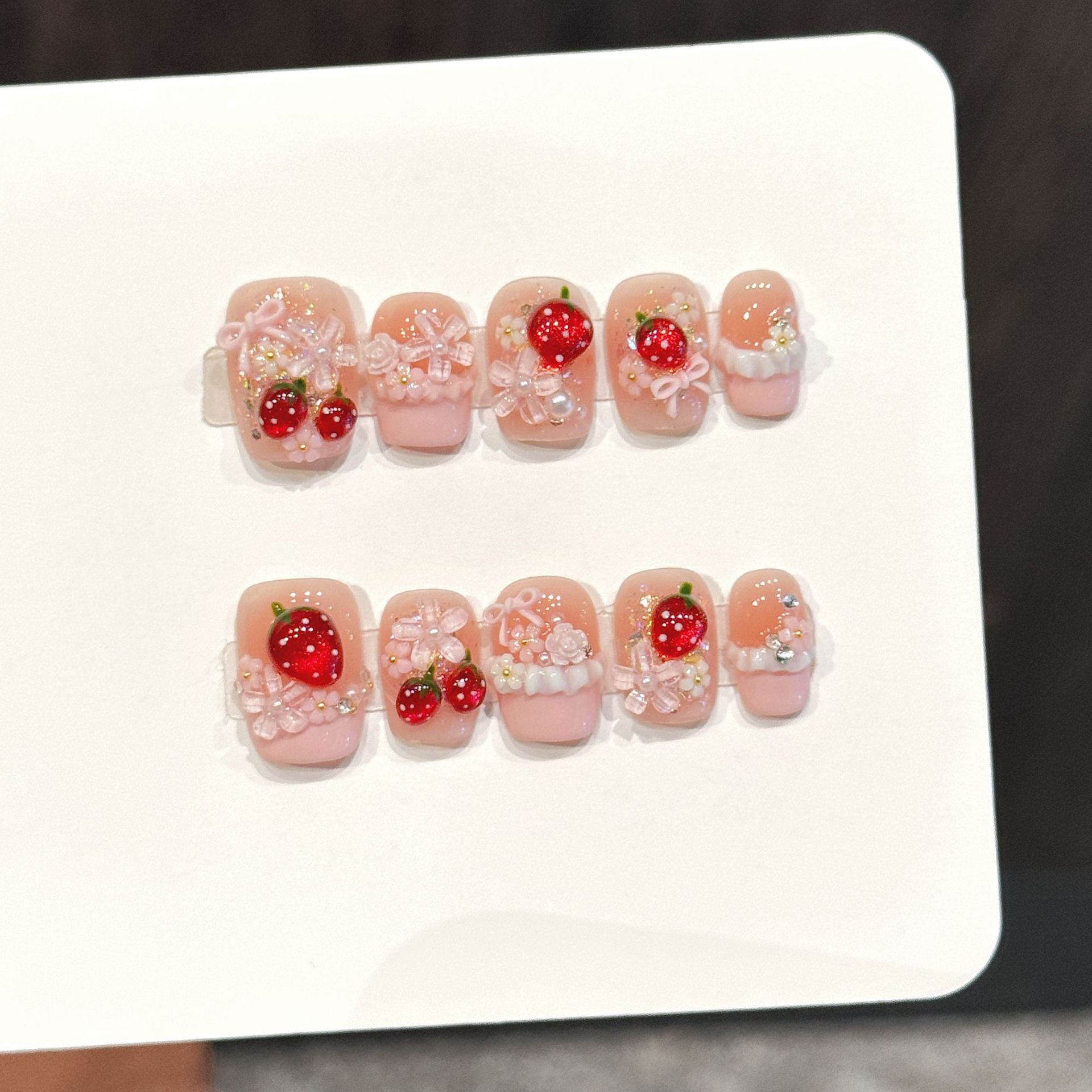 10pcs Cute Red Strawberry Pres - Resin Art Flowers incelemesi ve fiyatı
