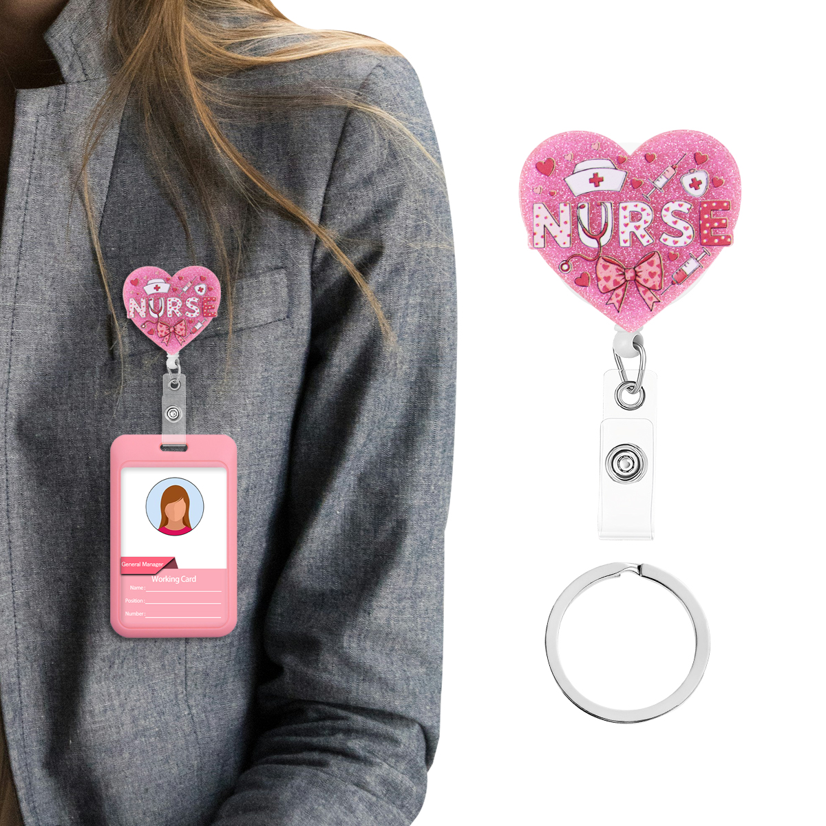 Pink Love Retractable Badge Re - Resin Art Name incelemesi ve fiyatı