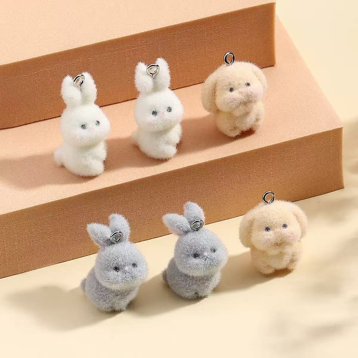 10pcs Flocking Little Rabbit R - Resin Art Earrings incelemesi ve fiyatı