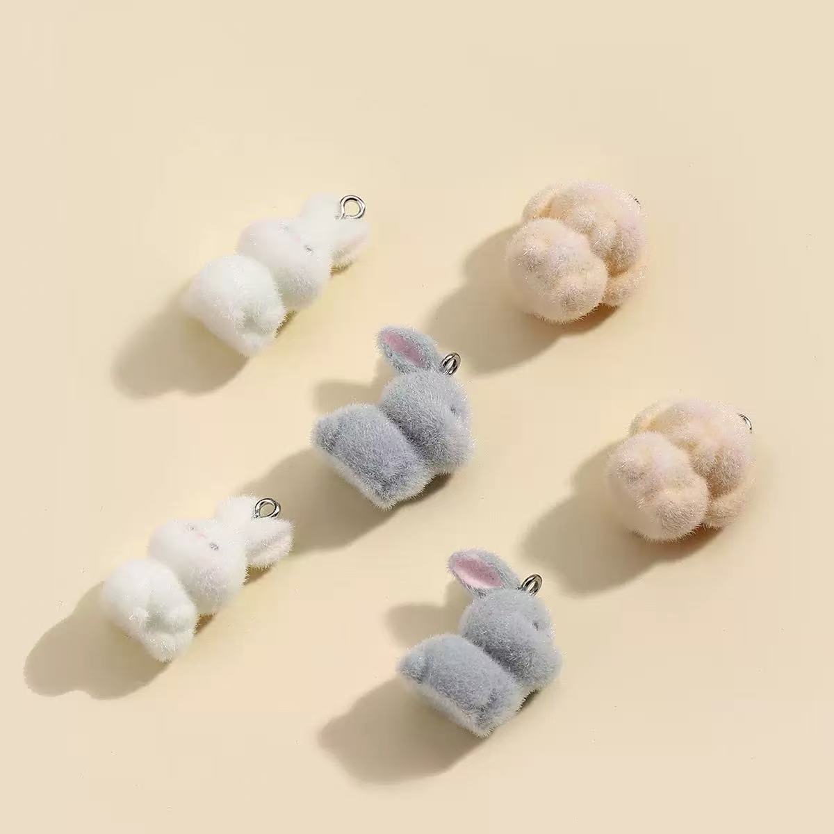 10pcs Flocking Little Rabbit R - Resin Art Earrings incelemesi ve fiyatı