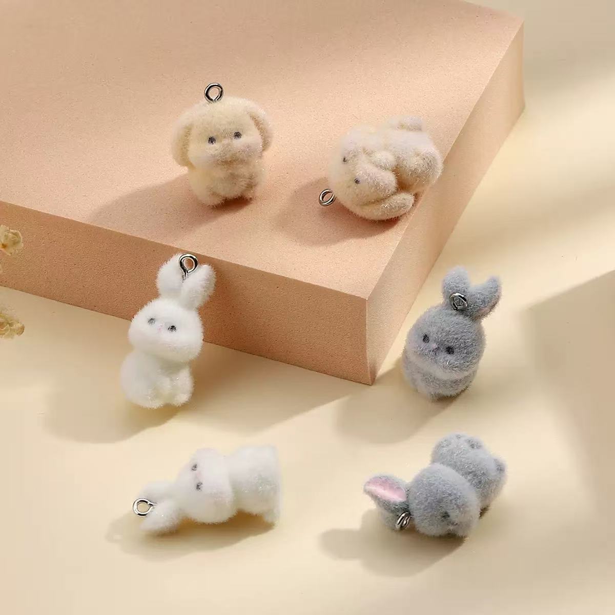 10pcs Flocking Little Rabbit R - Resin Art Earrings incelemesi ve fiyatı