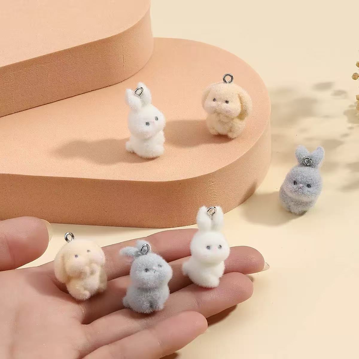 10pcs Flocking Little Rabbit R - Resin Art Earrings incelemesi ve fiyatı