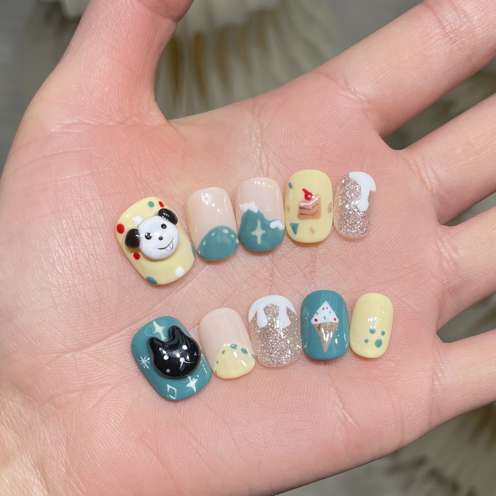 10Pcs Handmade Press On Nails  - Resin Art Design incelemesi ve fiyatı