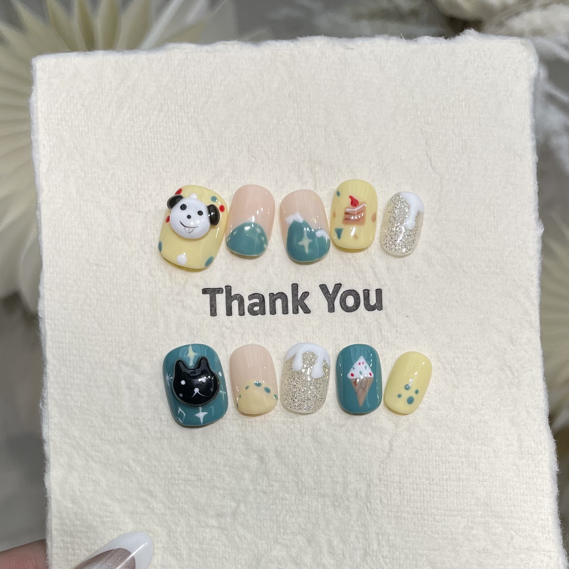10Pcs Handmade Press On Nails  - Resin Art Design incelemesi ve fiyatı