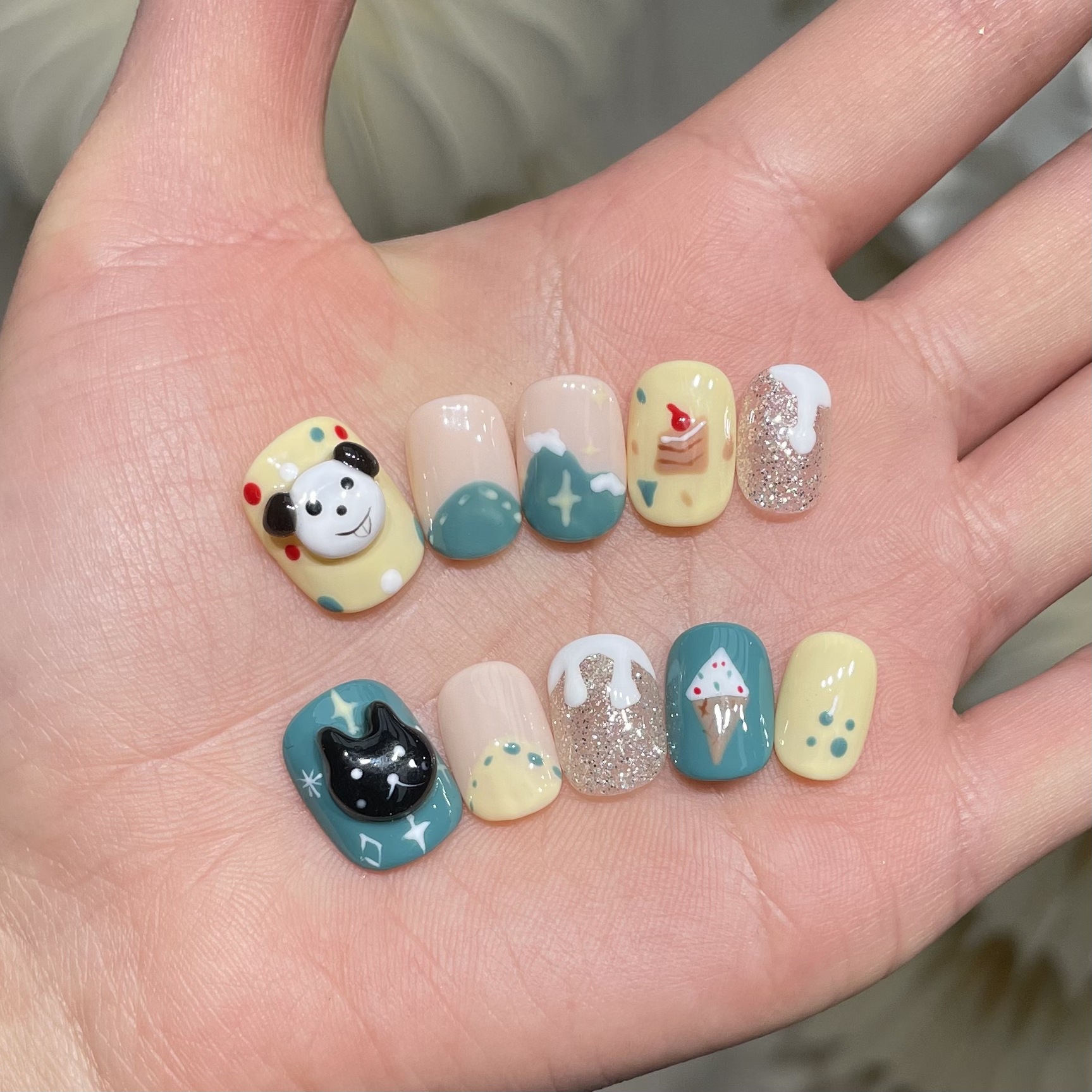 10Pcs Handmade Press On Nails  - Resin Art Design incelemesi ve fiyatı